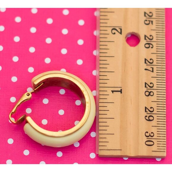 Vintage Beige Halo Hoop Earrings by Avon - P18 - Picture 3 of 3